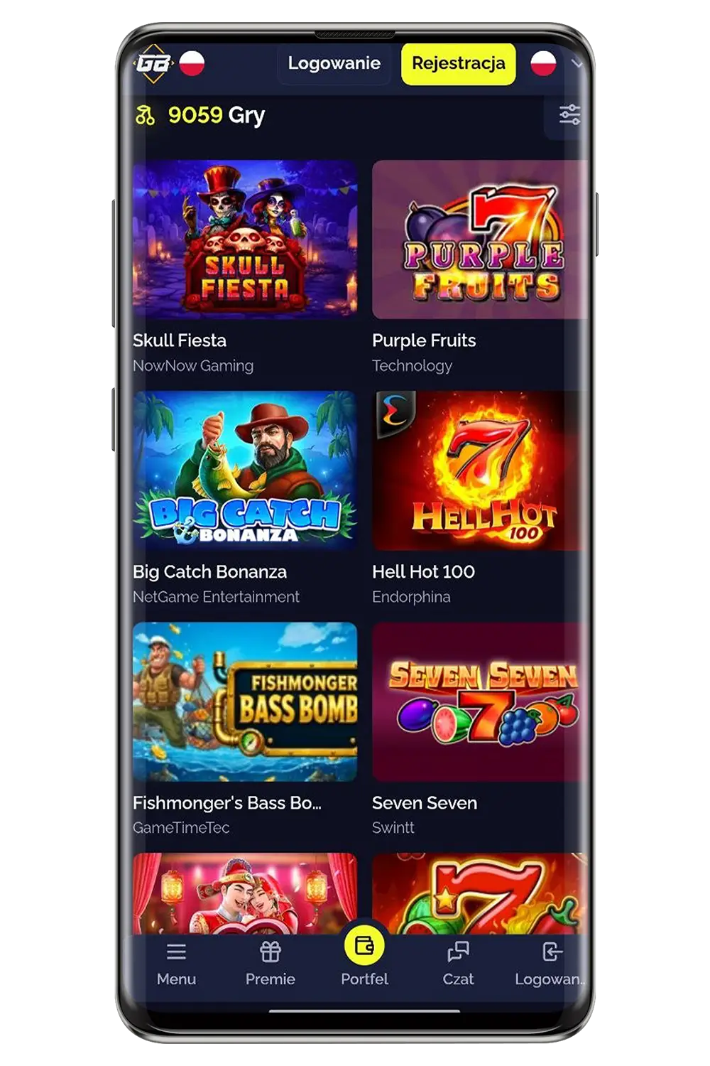 Zrzuty ekranu kasyna Goldbet na urządzeniu mobilnym